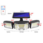 Đèn pha cảm biến xoay ba chiều LED năng lượng mặt trời có điều khiển từ xa, 192LED tích hợp, 192COB tích hợp, 192LED tách rời, 192COB tách rời