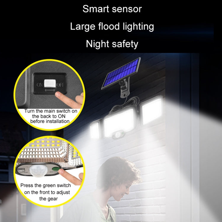 Đèn pha cảm biến xoay ba chiều LED năng lượng mặt trời có điều khiển từ xa, 192LED tích hợp, 192COB tích hợp, 192LED tách rời, 192COB tách rời