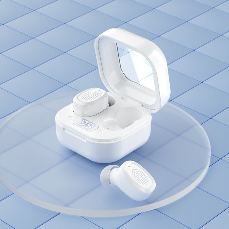 Tai nghe Bluetooth không dây stereo kèm hộp sạc, Kiểu:, BY18 Màn hình kỹ thuật số Trắng