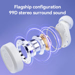 Tai nghe Bluetooth không dây stereo kèm hộp sạc, Kiểu:, BY18 Màn hình kỹ thuật số Trắng