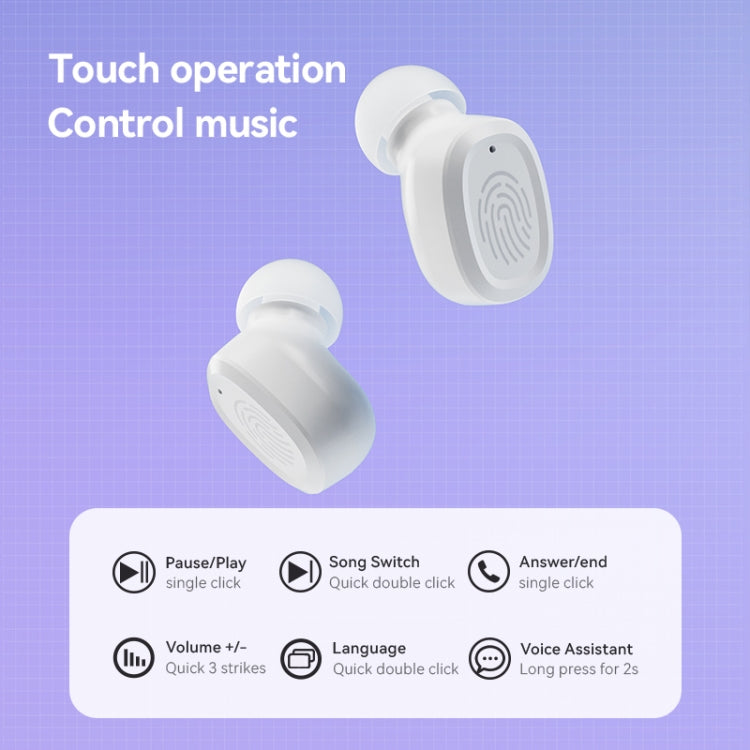 Tai nghe Bluetooth không dây stereo kèm hộp sạc, Kiểu:, BY18 Màn hình kỹ thuật số Trắng