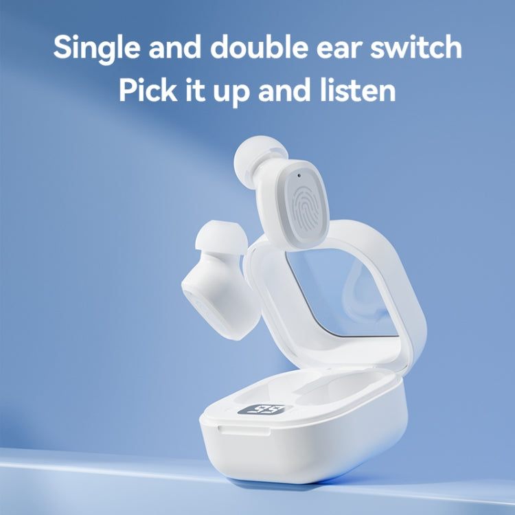 Tai nghe Bluetooth không dây stereo kèm hộp sạc, Kiểu:, BY18 Màn hình kỹ thuật số Trắng