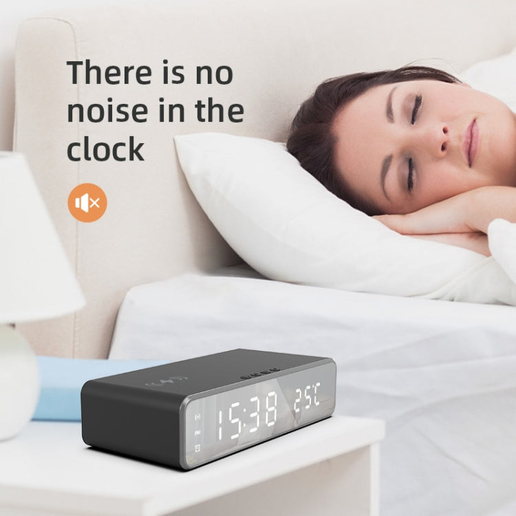 W258 với đồng hồ / hiển thị nhiệt độ Điện thoại để bàn / Sạc không dây tai nghe, W258 5W (Bạc), W258 5W (Đen)