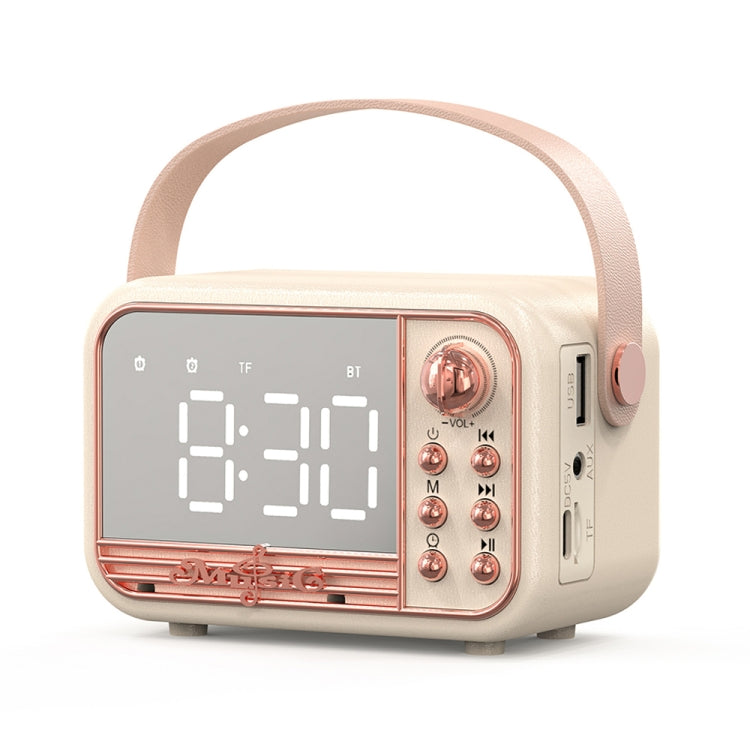 Loa Bluetooth đồng hồ báo thức cầm tay phong cách cổ điển S11, để bàn di động, S11 (Beige), S11 (Hồng)