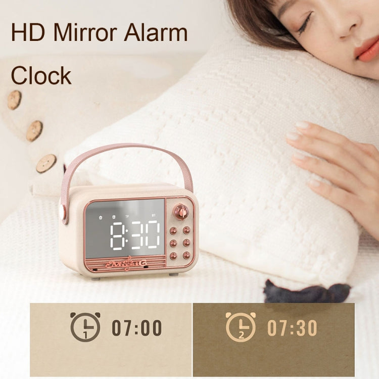 Loa Bluetooth đồng hồ báo thức cầm tay phong cách cổ điển S11, để bàn di động, S11 (Beige), S11 (Hồng)