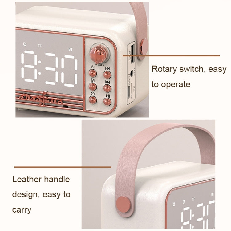 Loa Bluetooth đồng hồ báo thức cầm tay phong cách cổ điển S11, để bàn di động, S11 (Beige), S11 (Hồng)