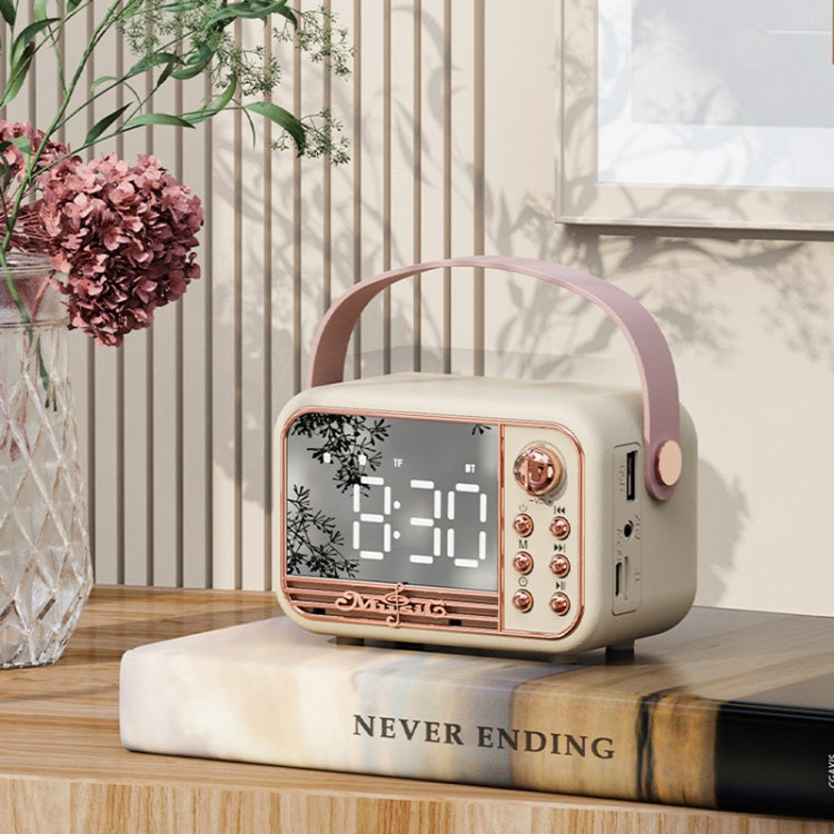 Loa Bluetooth đồng hồ báo thức cầm tay phong cách cổ điển S11, để bàn di động, S11 (Beige), S11 (Hồng)