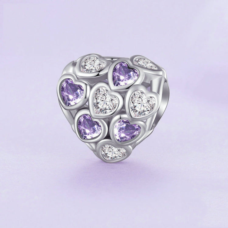 Vòng tay hạt bạc sterling S925 hình trái tim zirconia biểu tượng vô cực mạ vàng trắng, SCC2451