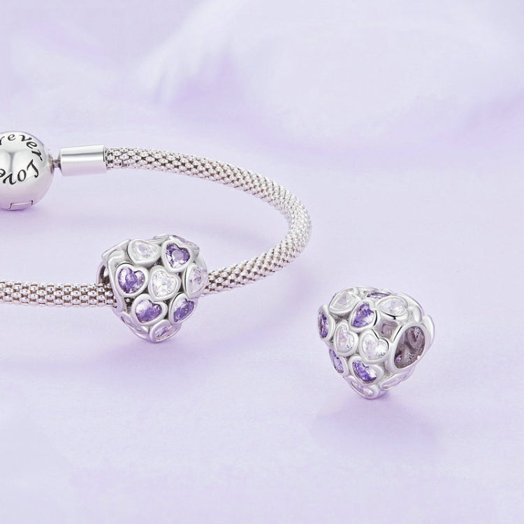 Vòng tay hạt bạc sterling S925 hình trái tim zirconia biểu tượng vô cực mạ vàng trắng, SCC2451