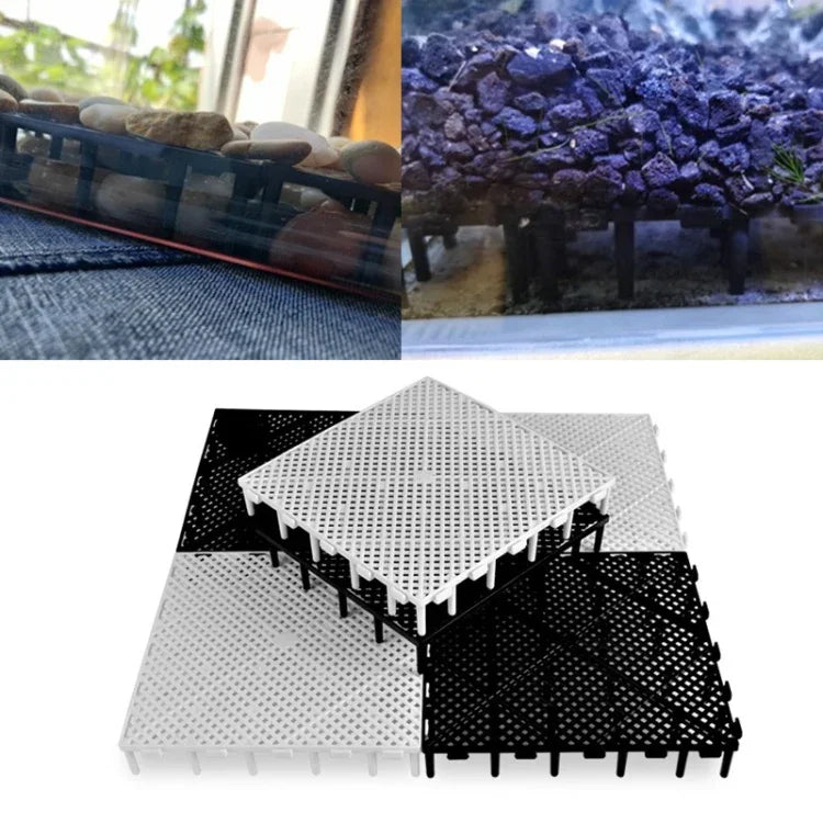 8 miếng lót lọc đáy bể cá, Miếng đen, Miếng trắng, Ổ cắm đen, Ổ cắm trắng