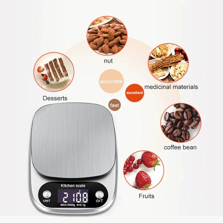 Cân điện tử nhà bếp nhỏ đa chức năng độ chính xác cao màn hình LCD cân thực phẩm, 3kg/ 0.1g, 5kg/ 0.1g, 10kg/ 1g
