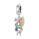 Vòng tay hạt bạc sterling S925 phượng hoàng chim trường thọ mặt dây chuyền zircon, SCC2444