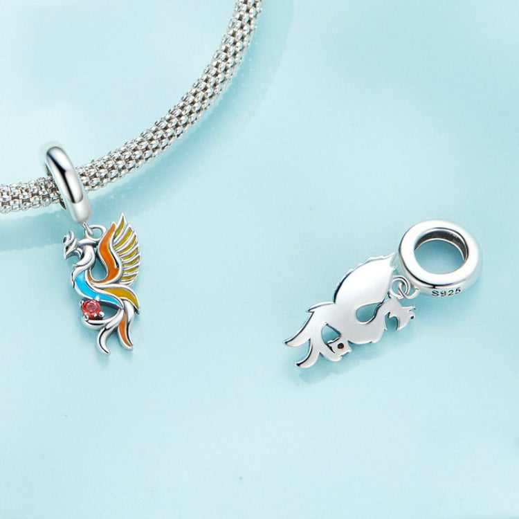 Vòng tay hạt bạc sterling S925 phượng hoàng chim trường thọ mặt dây chuyền zircon, SCC2444