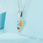 Vòng tay hạt bạc sterling S925 phượng hoàng chim trường thọ mặt dây chuyền zircon, SCC2444