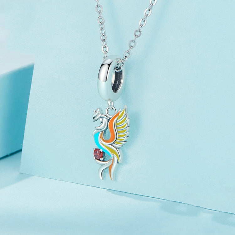 Vòng tay hạt bạc sterling S925 phượng hoàng chim trường thọ mặt dây chuyền zircon, SCC2444