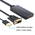 Cáp chuyển đổi VGA sang HDMI HD55Y VGA+USB sang HD 1080P có nguồn, VGA+USB sang HDMI