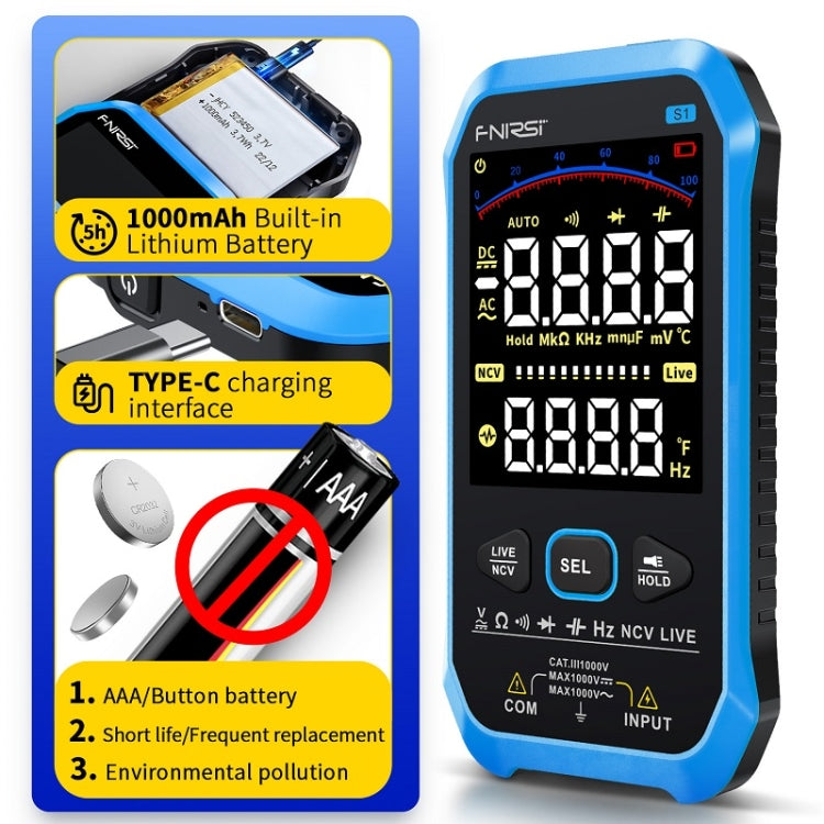 Đồng hồ vạn năng kỹ thuật số tự động hoàn toàn FNIRSI S1 độ chính xác cao, S1