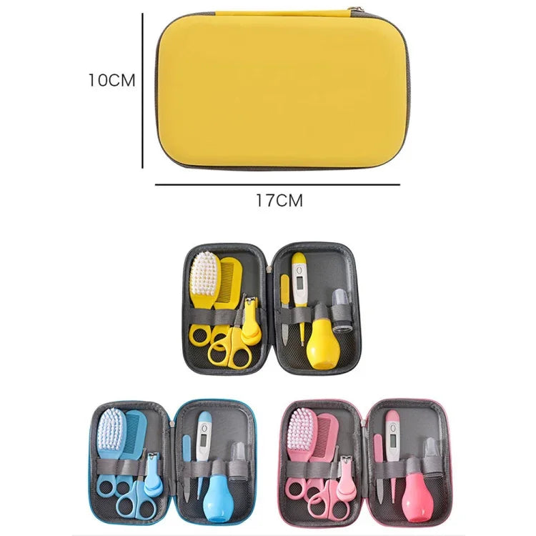 Bộ dụng cụ chăm sóc vệ sinh hàng ngày cho bé JR-6006 8 trong 1 bằng EVA, màu xanh dương, hồng, vàng