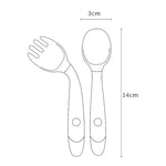 Bộ đồ ăn tập ăn cho trẻ em, thìa silicon mềm dẻo, màu xanh lá