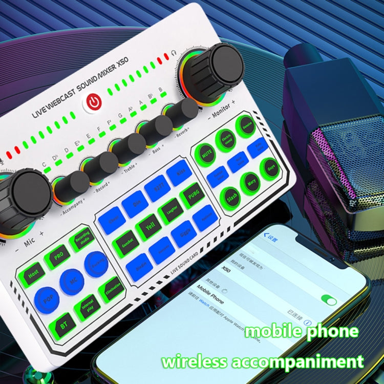 Card âm thanh sống RGB LED Bluetooth X50 với cổng giao tiếp OTG, X50
