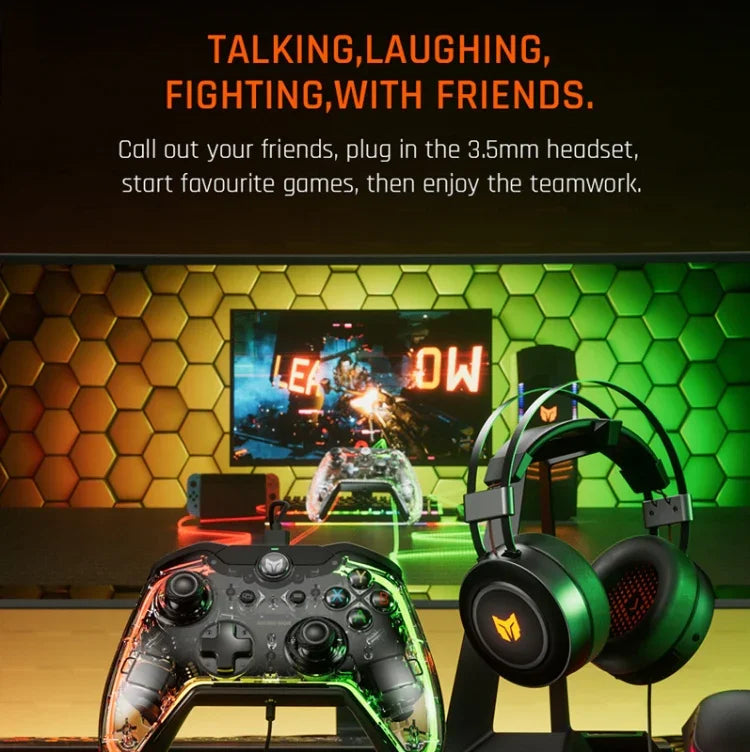 Tay cầm chơi game có dây đèn RGB cho PC/Switch, BIGBIGWON C1 S
