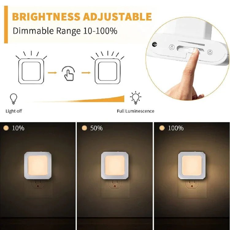 Đèn ngủ cảm ứng điều chỉnh độ sáng liên tục, đèn vuông dẫn sáng, đèn ngủ cho bé, 0.6W
