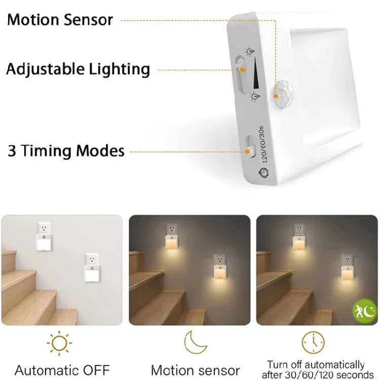 Đèn ngủ LED cảm biến chuyển động NL2101, đèn ngủ điều chỉnh độ sáng cắm AC, thông số: NL2101 ánh sáng ấm EU, NL2101 ánh sáng ấm và trắng EU, NL2101 ánh sáng ấm US, NL2101 ánh sáng ấm và trắng US, NL2101 ánh sáng ấm UK, NL2101 ánh sáng ấm và trắng UK