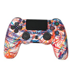 For PS4 Wireless Bluetooth Game Controller With Light Strip Dual Vibration Game Handle, White, Black, Red, Blue, Green, Rose Red, Letter, Line, Fire Ghost, Cartoon, Hulk, Skeleton, Gear, Lightning, Flame, Cloud, Burst, Wood Grain, Star Red             ...