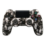 For PS4 Wireless Bluetooth Game Controller With Light Strip Dual Vibration Game Handle, White, Black, Red, Blue, Green, Rose Red, Letter, Line, Fire Ghost, Cartoon, Hulk, Skeleton, Gear, Lightning, Flame, Cloud, Burst, Wood Grain, Star Red             ...