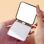 Gương Trang Điểm Mini Mạ Điện Hai Mặt Để Bàn Cho Nữ, Gương (Tím), Gương (Bạc), Gương (Be)