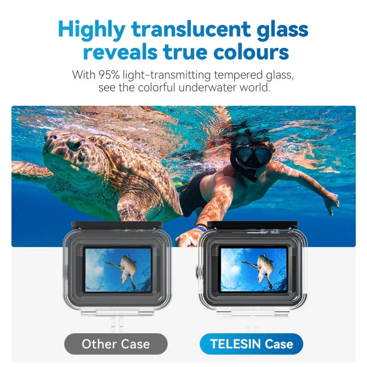 Ốp chống nước TELESIN cho GoPro Hero11 Black / HERO10 Black / HERO9 Black, chống sương mù toàn cảnh lặn dưới nước, dành cho GoPro Hero11 Black / HERO10 Black / HERO9 Black