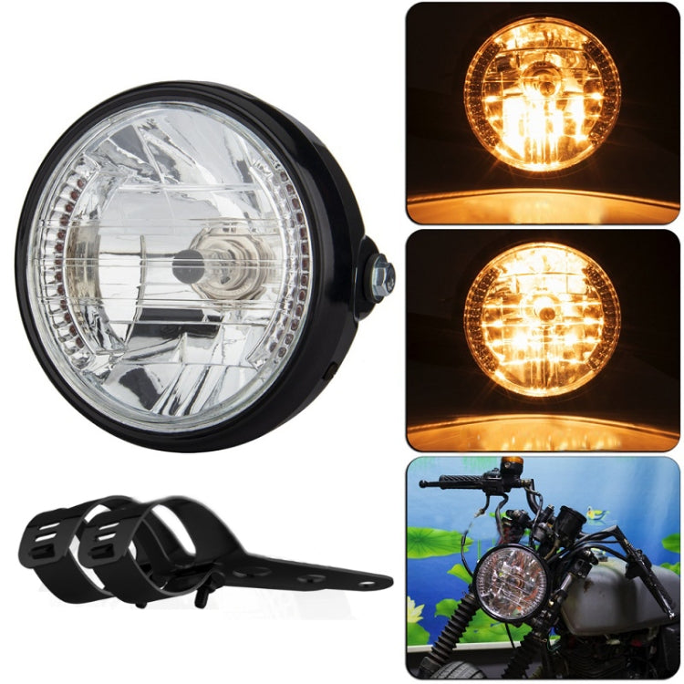 Motorcycle 7 Inch LED Headlamp Angel Ring Steering Function With Bracket, PE-D7inS01TZ 28-36MM