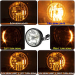 Motorcycle 7 Inch LED Headlamp Angel Ring Steering Function With Bracket, PE-D7inS01TZ 28-36MM