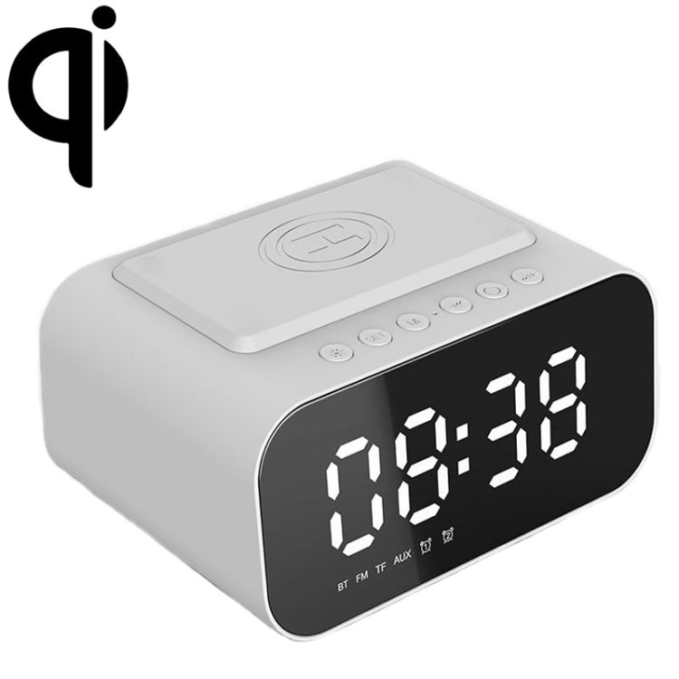Loa Bluetooth Sạc Không Dây Đồng Hồ LED 15W BT510 Đa Năng Gương Thông Minh Báo Thức, BT510 (Trắng), BT510 (Đen Sắt)