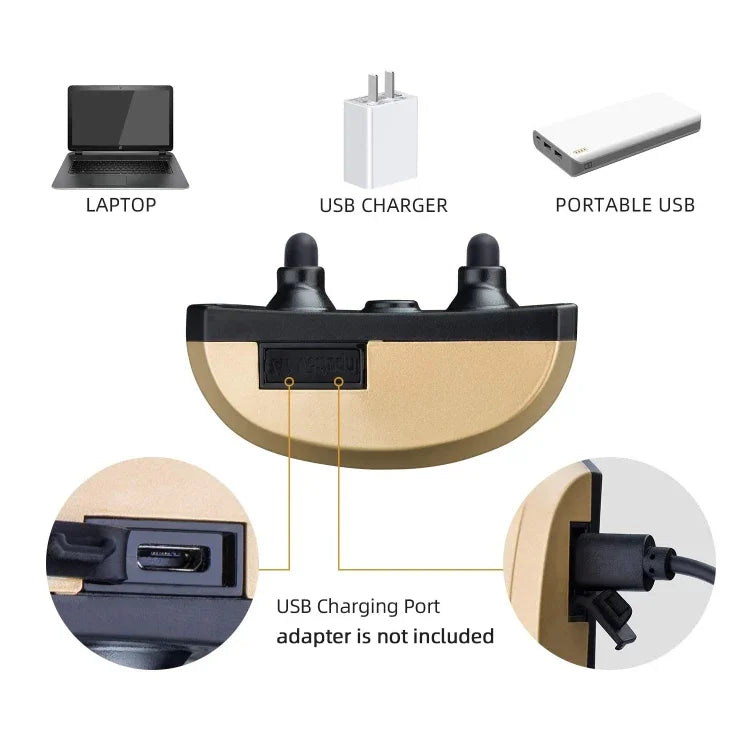 Vòng Cổ Chống Sủa Chó Sạc USB Chống Nước Có Rung Và Tiếng Bíp, Màu Vàng