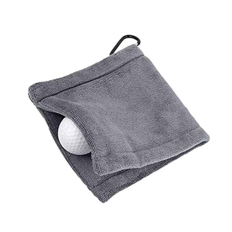 Khăn lau bóng golf lót lông microfibre có móc carabiner, Khăn lau màu xám, Khăn lau màu đen