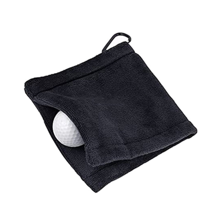 Khăn lau bóng golf lót lông microfibre có móc carabiner, Khăn lau màu xám, Khăn lau màu đen