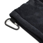 Khăn lau bóng golf lót lông microfibre có móc carabiner, Khăn lau màu xám, Khăn lau màu đen