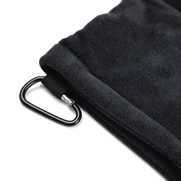 Khăn lau bóng golf lót lông microfibre có móc carabiner, Khăn lau màu xám, Khăn lau màu đen