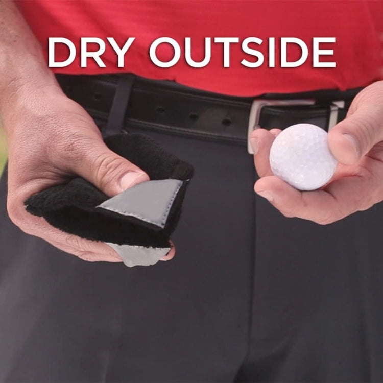 Khăn lau bóng golf lót lông microfibre có móc carabiner, Khăn lau màu xám, Khăn lau màu đen