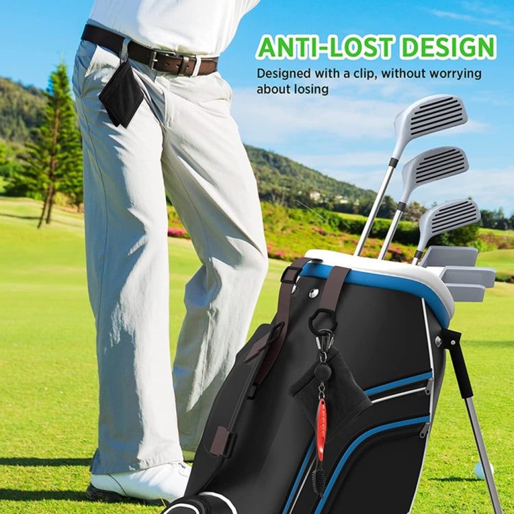 Khăn lau bóng golf lót lông microfibre có móc carabiner, Khăn lau màu xám, Khăn lau màu đen