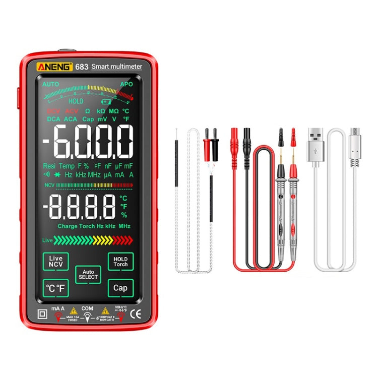 Đồng hồ vạn năng cảm ứng thông minh ANENG 683 màn hình tự động đo dải, có thể sạc lại, màu đỏ 683, màu đen 683