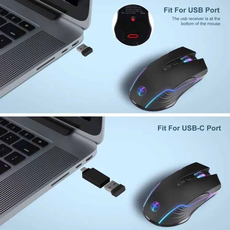 Chuột không dây E50 2.4G có 7 phím, chuột không dây di động