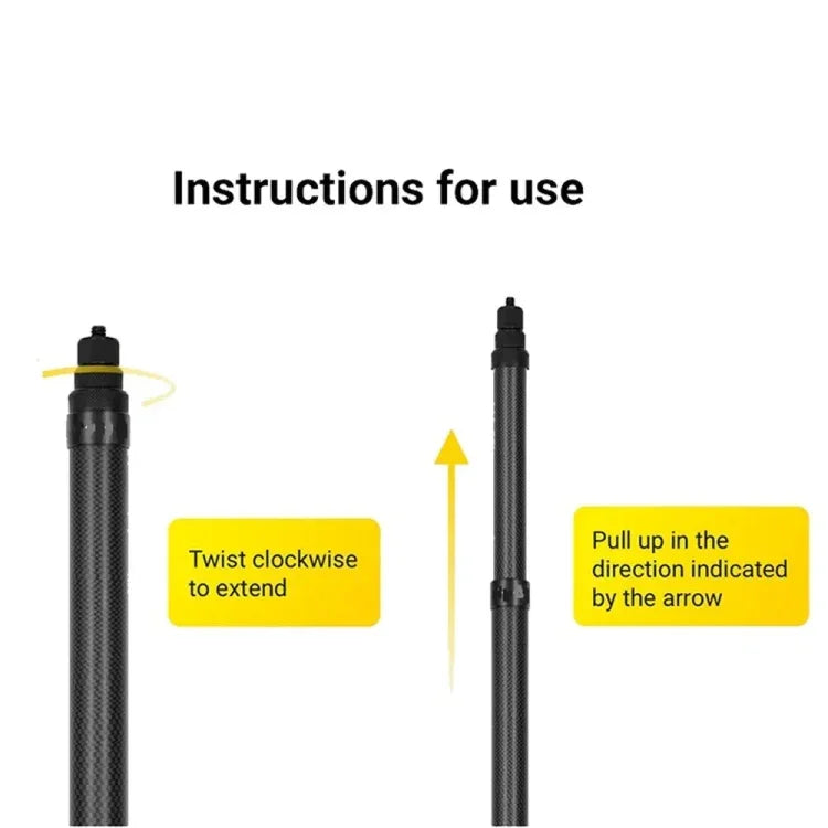 Gậy selfie đơn sợi carbon mở rộng vô hình cho Insta360 / DJI Action / GoPro / Xiao Yi camera thể thao, 1.5m, 3m, 5m