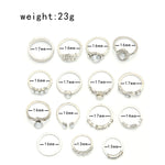 Bộ 15 chiếc nhẫn khớp hình giọt nước trái tim rỗng, bộ 15 chiếc 4869
