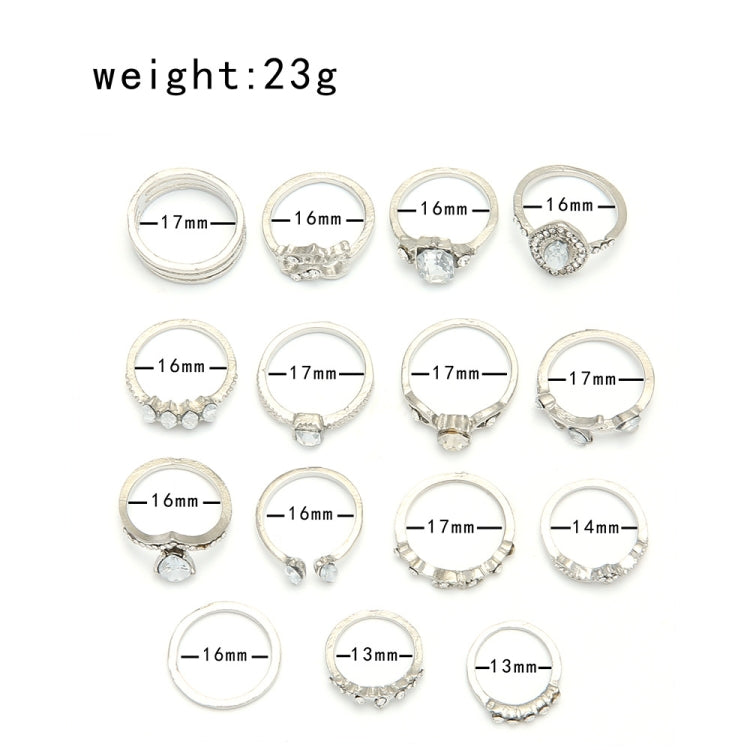 Bộ 15 chiếc nhẫn khớp hình giọt nước trái tim rỗng, bộ 15 chiếc 4869
