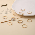 10pcs/set Moon Star Leaves Heart Rhinestone Knuckle Ring, 10pcs/set 5900