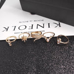 Bộ 17 chiếc nhẫn hợp kim phong cách Bohemian đính kim cương