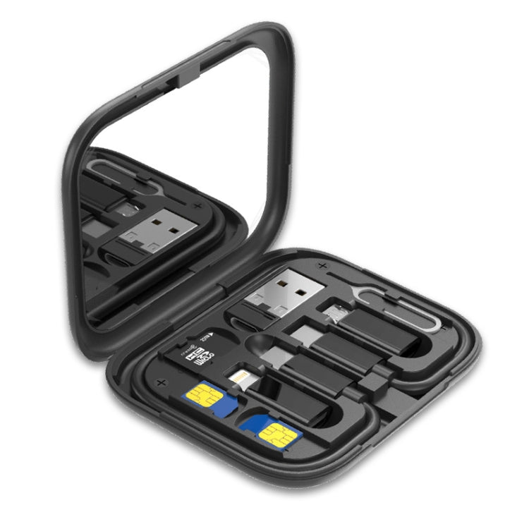 Bộ Cáp Sạc Bộ Chuyển Đa Năng USB HE-C098 Kèm Gương Trang Điểm & Giá Đỡ Điện Thoại, HE-C098 Đen, HE-C098 Trắng