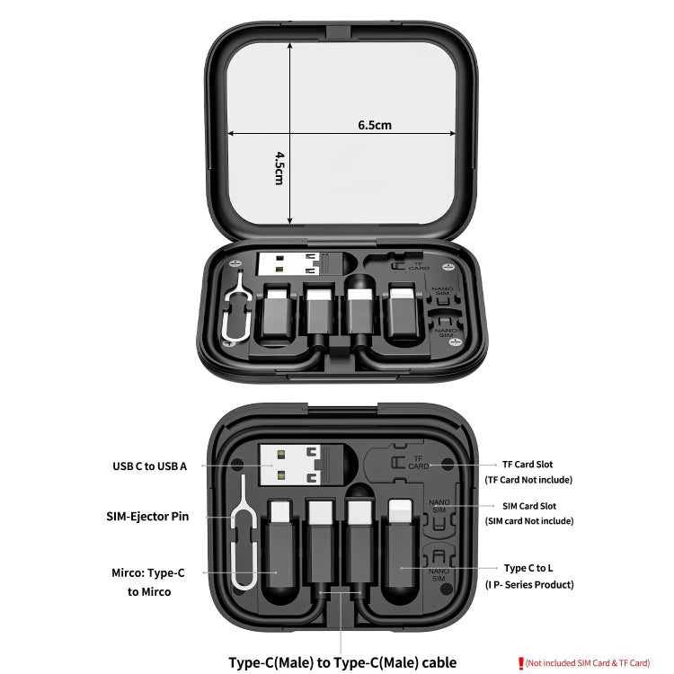 Bộ Cáp Sạc Bộ Chuyển Đa Năng USB HE-C098 Kèm Gương Trang Điểm & Giá Đỡ Điện Thoại, HE-C098 Đen, HE-C098 Trắng